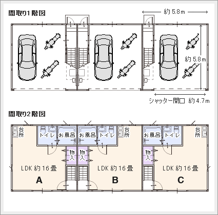 間取り図　ガレージハウス世田谷 喜多見 『CAMP KITAMI』