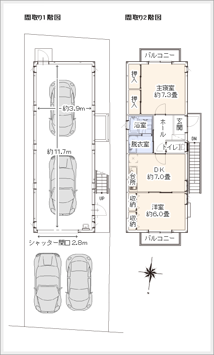 間取り図　ガレージハウス東小岩