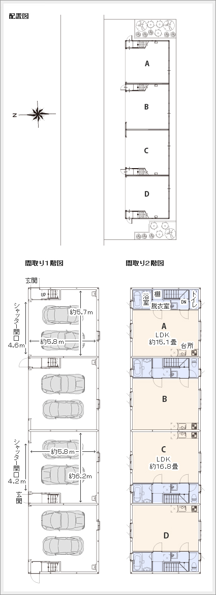 間取り図　ガレージハウス足立 花畑