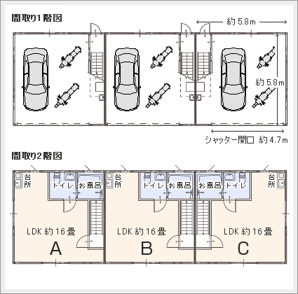 間取り図　ガレージハウス国立 小平