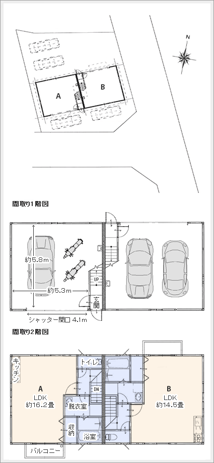 賃貸ガレージハウス八王子 楢原 間取り